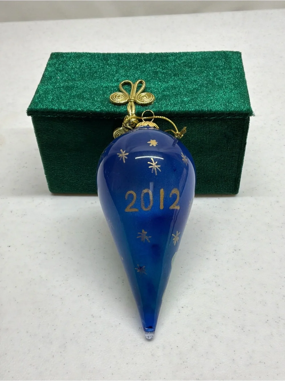 Pier 1 2012 “Angel Cone” Hand Painted Teardrop Christmas Ornament W/Box